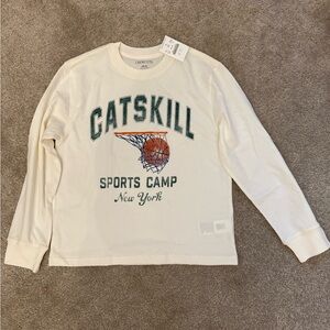 Crewcuts Catskill Sports Camp Long Sleeve Shirt - Cream NWT Boys L